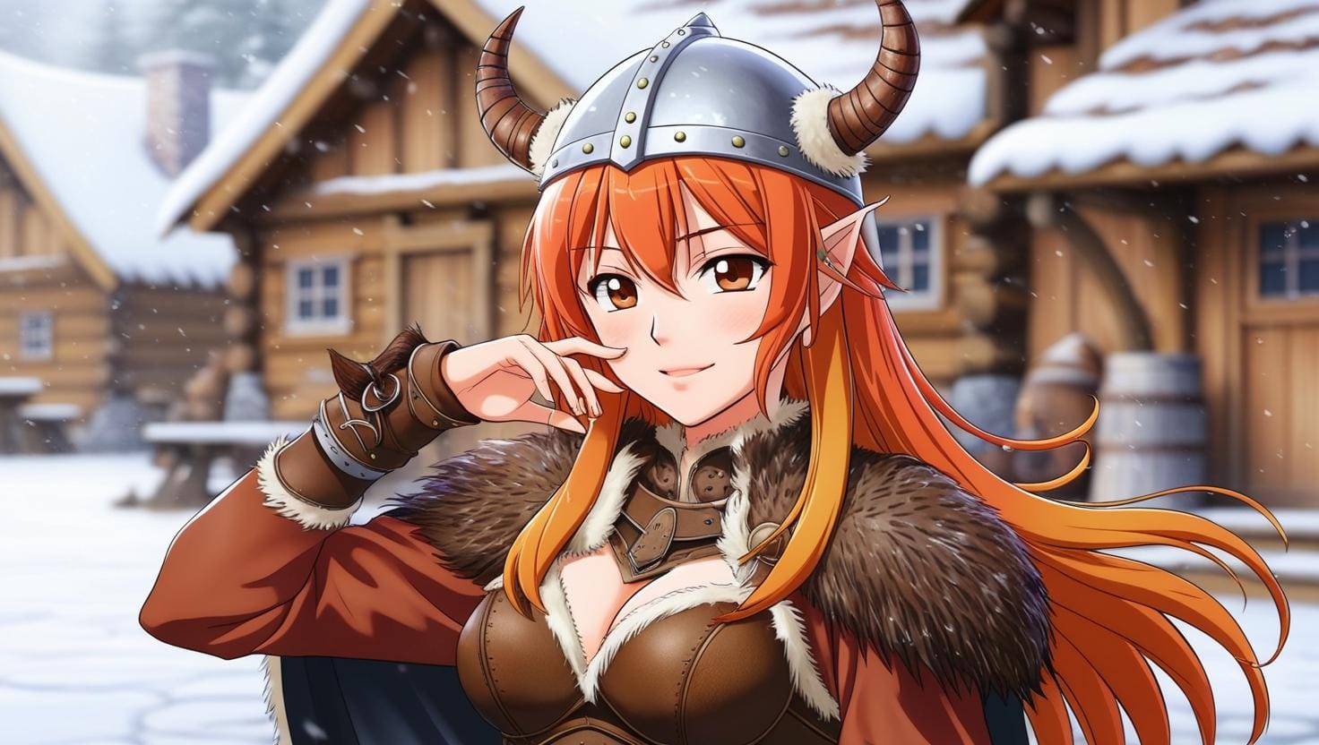 🔥 ONE PIECE 1136 SPOILER SƠ LƯỢC 🔥 4 Draw anime character Nami wearing a Viking warrior outfit with a helmet and fur details on her shoulders and waist. She is standing with one hand hold